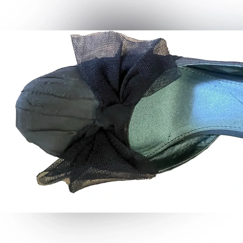 Simply Vera Vera‎ Wang Joyful Charcoal Pumps Acrylic Heel Mesh Bow Size 7.5